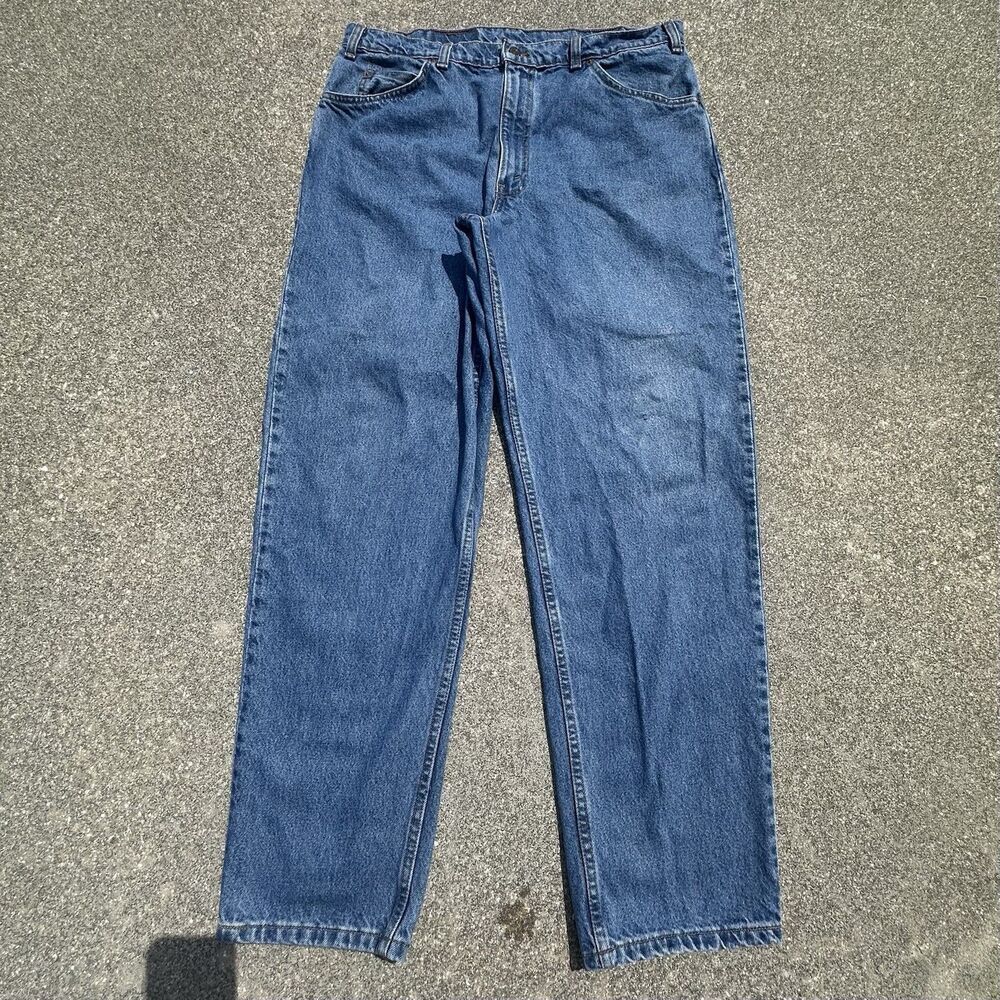 Vintage Orange Tab Levis 505 Jeans Mens 38x32 Straight Blue Denim Made In Canada